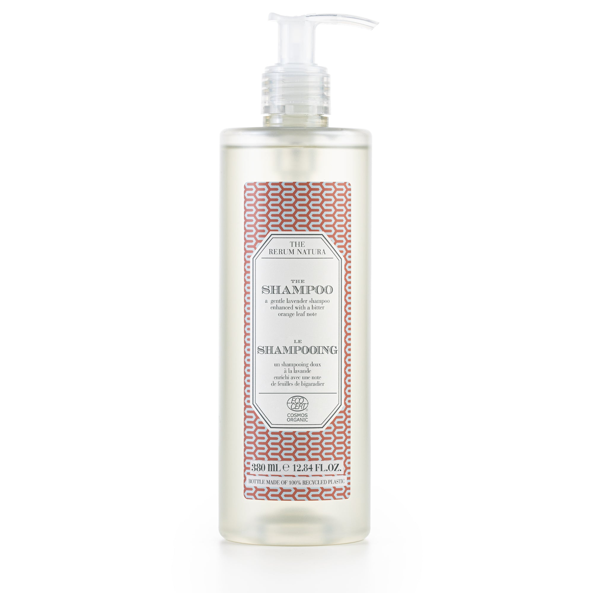 The Rerum Natura Shampoo Organic Certified (380 ml) in a pump dispenser