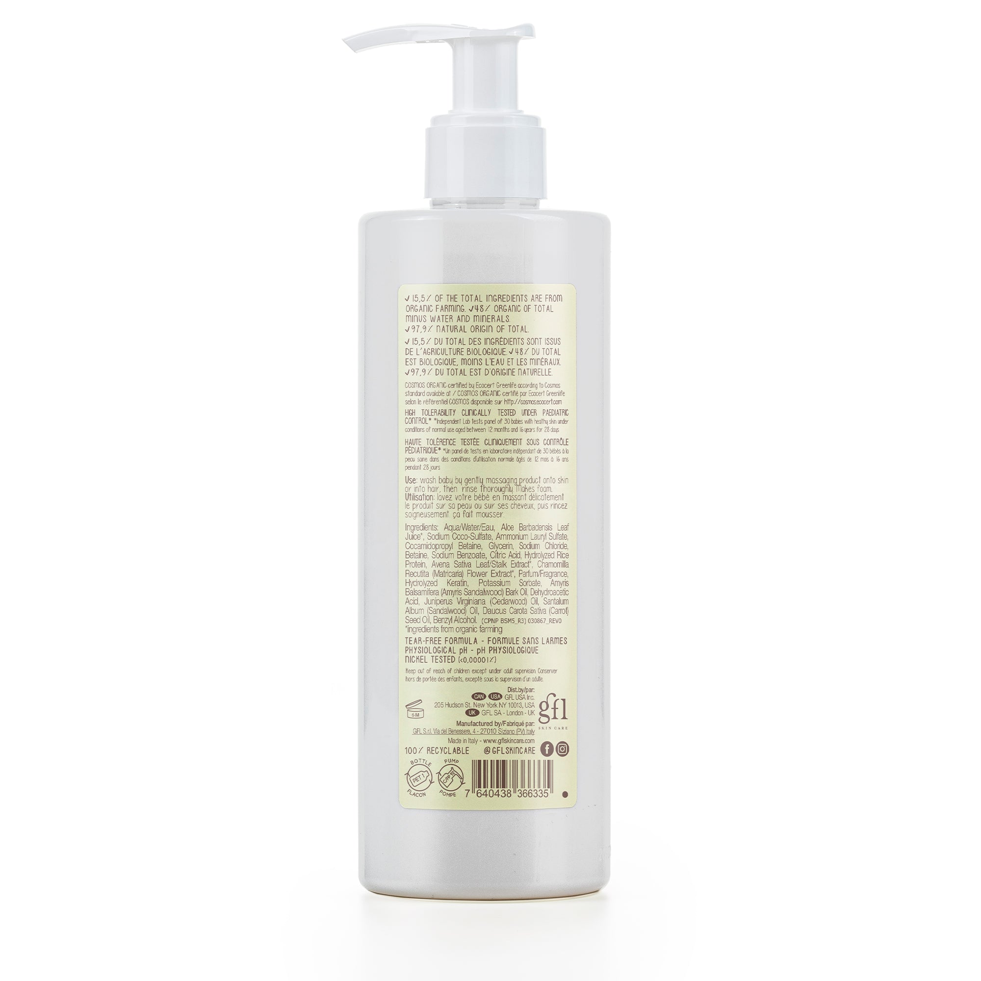 Dadaumpa 12months+ Wash And Shampoo Organic Certified (380 ml) in a pump dispenser
